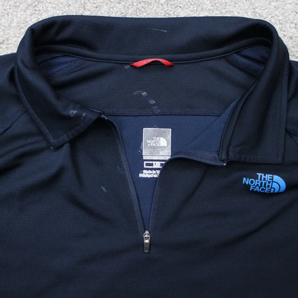 The‎ North Face Polo Shirt Mens Large Blue 1/2 Zip FlashDry Poly S/S Pullover